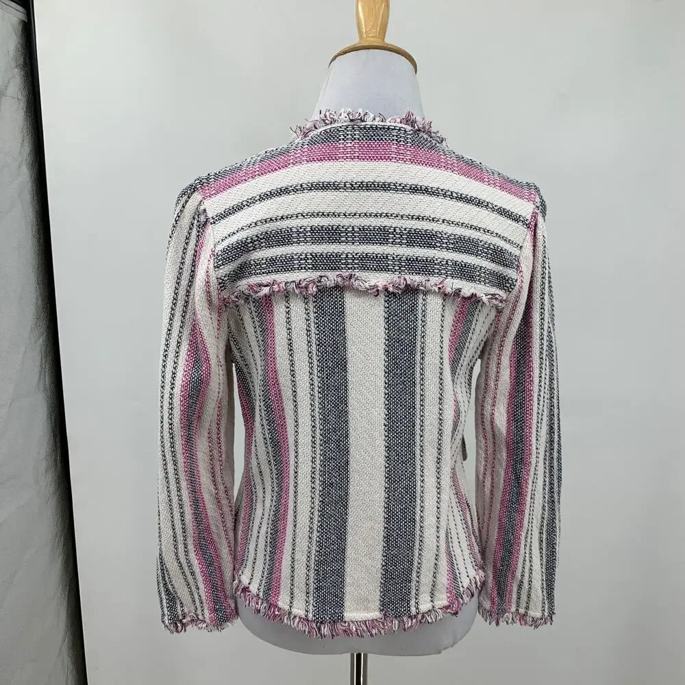 Nic+Zoe Jacket Womens M Medium Multi Dashing Days Knit Open Front Tweed Cropped